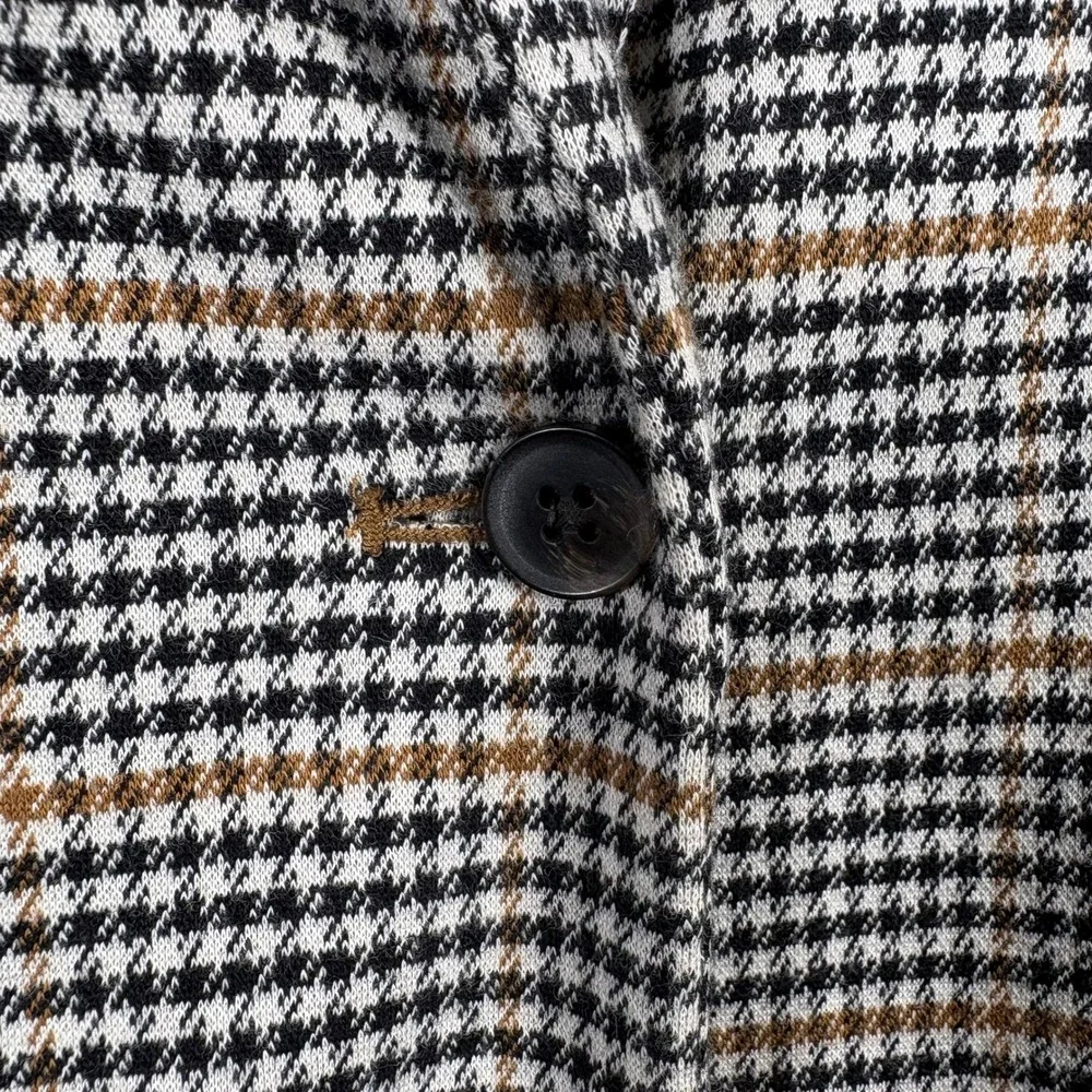 Old Navy Blazer Womens L‎ Brown Houndstooth Plaid Stretch Professional Academia